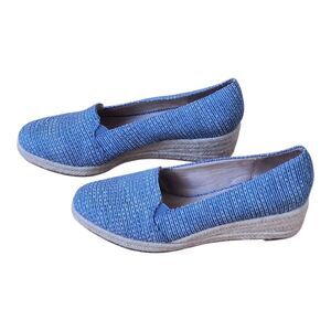 Life Stride Kamilla Wedge Espadrille Shoes Denim Blue Slip On 8.5W WIDE women's